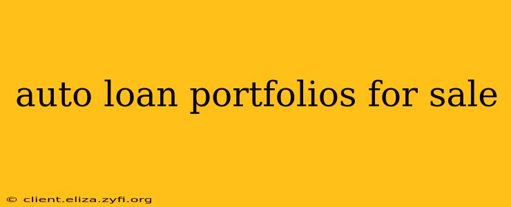 auto loan portfolios for sale