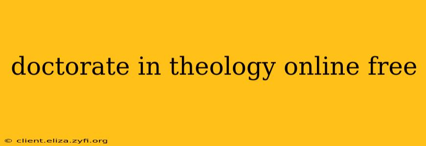 doctorate in theology online free