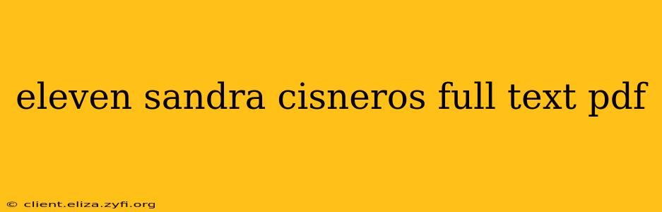eleven sandra cisneros full text pdf