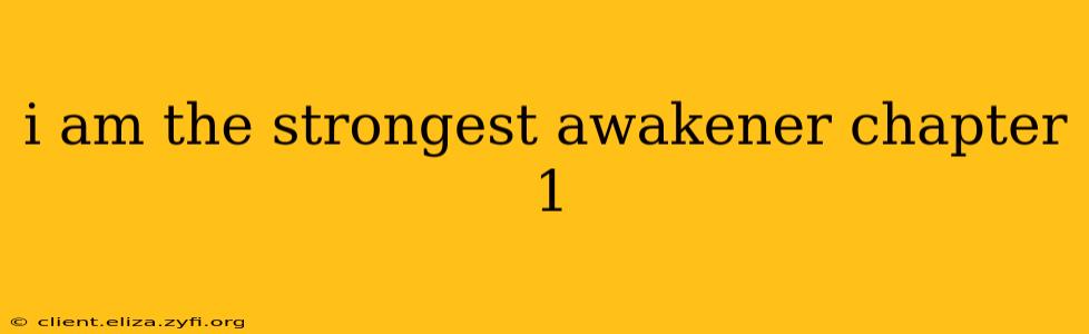 i am the strongest awakener chapter 1