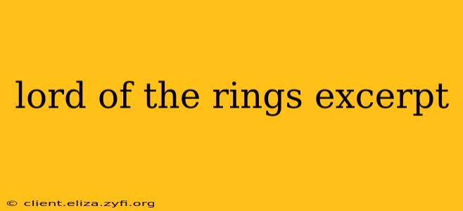 lord of the rings excerpt