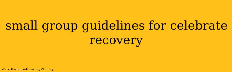 small group guidelines for celebrate recovery