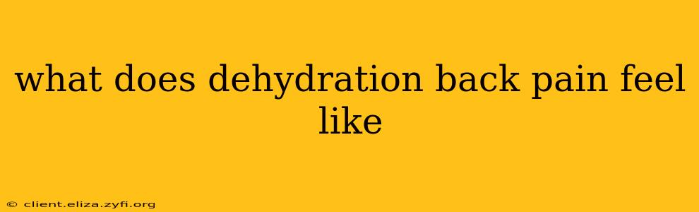 what does dehydration back pain feel like